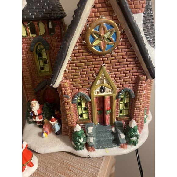 Dept 56 Lighted Church, Christmas Village Bridge, Sleigh, Kids, Carolers, & Snow - Picture 7 of 11